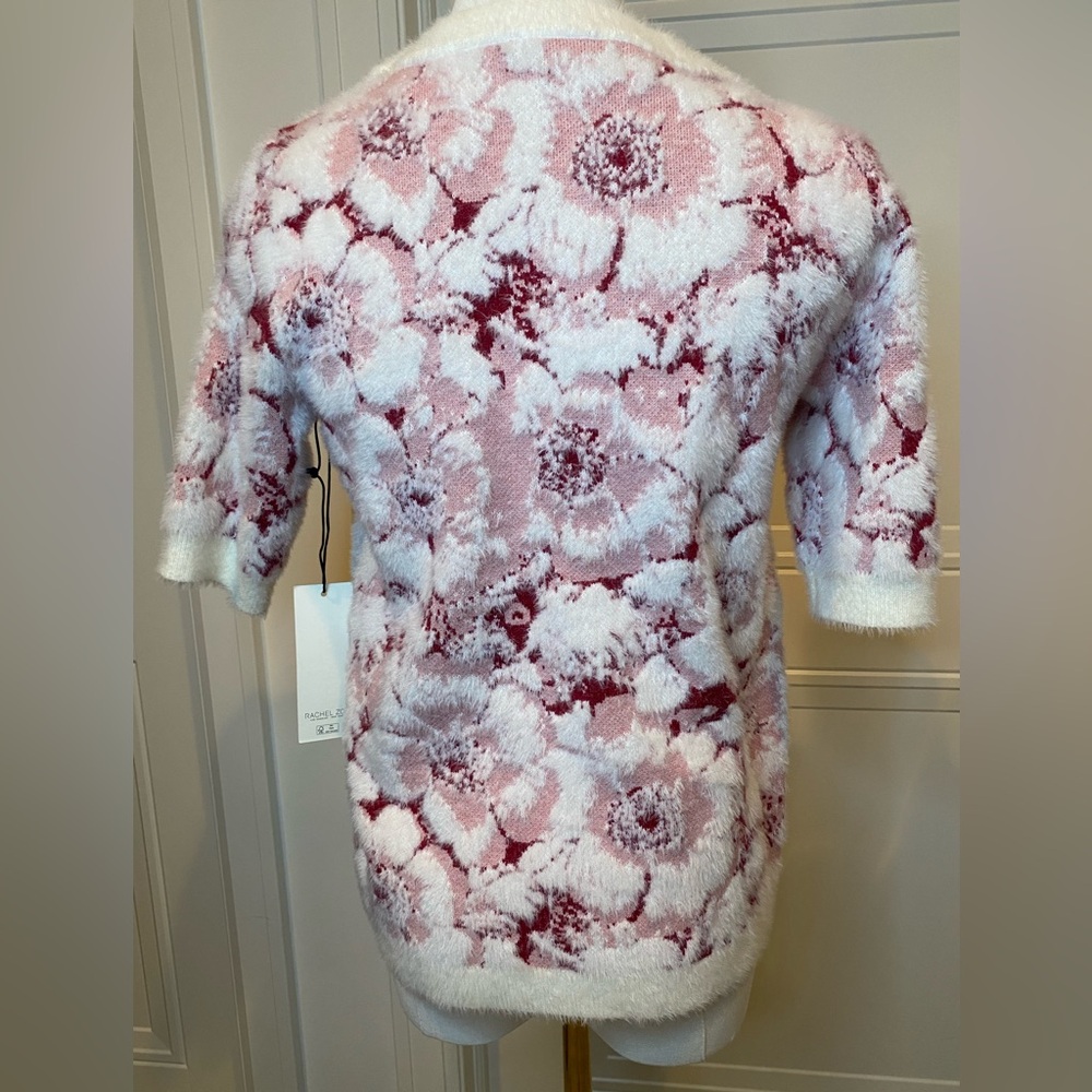 Rachel Zoe Pink and White Luxe Soft Floral Sweater NWT Women’s Small - Picture 3 of 7